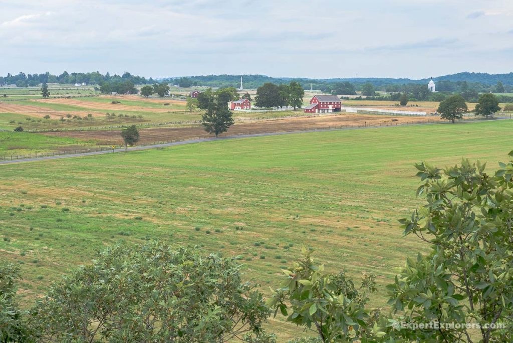 View of farms from one of the observation towers, Gettysburg National Military Park in Pennsylvania