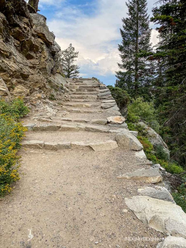 Hiking path stairs, Inspiration Point, Jenny Lake, Grand Teton, Wyoming