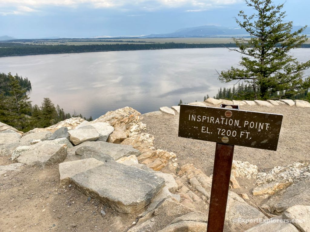 Inspiration Point 7200 Ft sign, Grand Teton, Wyoming